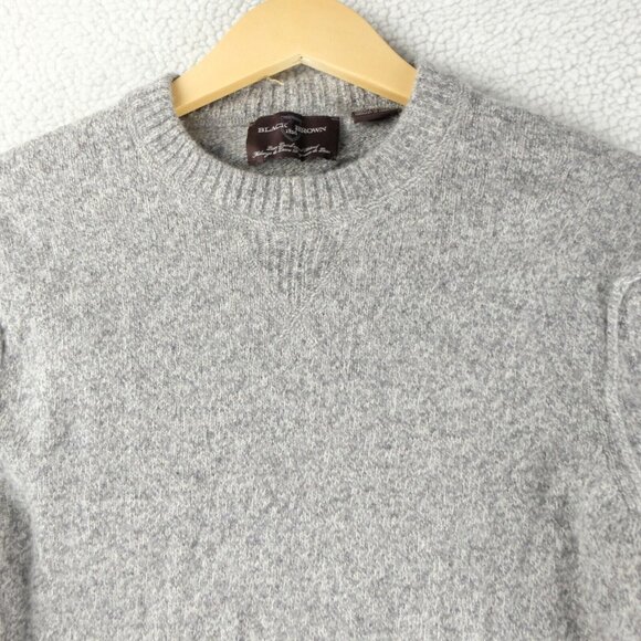Black Brown 1826 Sweater Womens Small Heathered Gray Lambswool Blend Crew - Picture 2 of 8